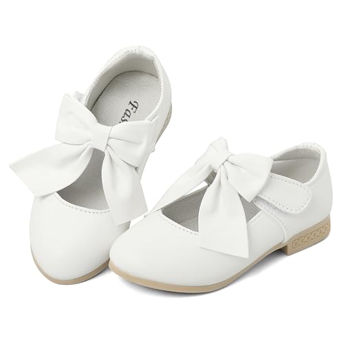 Cheerful Mario Mädchen Mary Jane Schuhe Kleinkinder Prinzessinnenschuhe Ballerinas Kleid Schuhe Weiß-B 30 EU