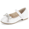 Hehainom Mädchenschuhe, Blumenmädchen, Hochzeit, Party, Schule, kleine große Kinder, Strass-Schleife, Ballerinas, Weiss/opulenter Garten, 12 Little Kid