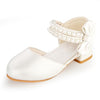 Gentle wind Mädchen-Schuhe, geschlossene Zehen, Mädchen-Absätze, Schleife, Blume, Mädchen-Schuhe für Hochzeit, Party, Prinzessinnen-Schuhe, Perlweiß (Pearl White), 2 Big Kid