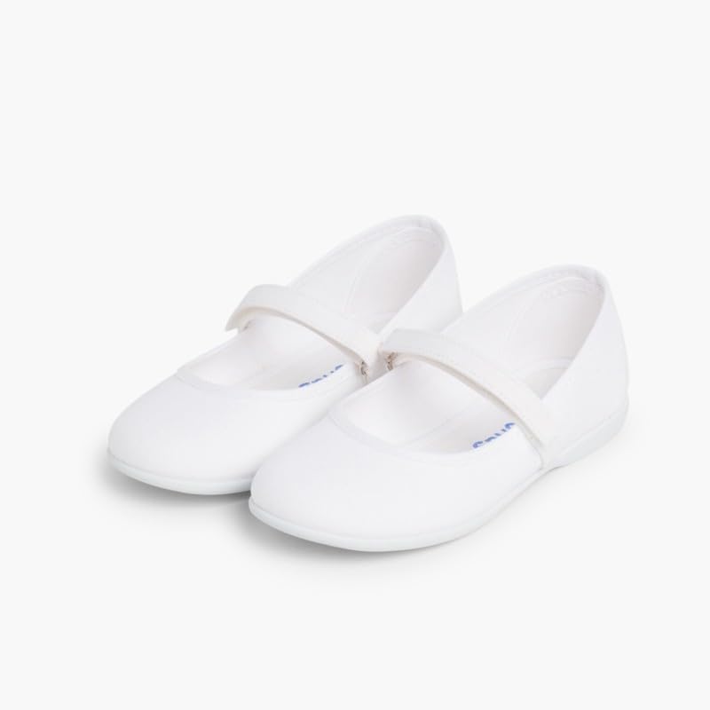 Pisamonas Mädchen Riemchenballerinas Aus Stoff Mit Dünnem Klettverschlussriemen Größe 39 Farbe Weiß
