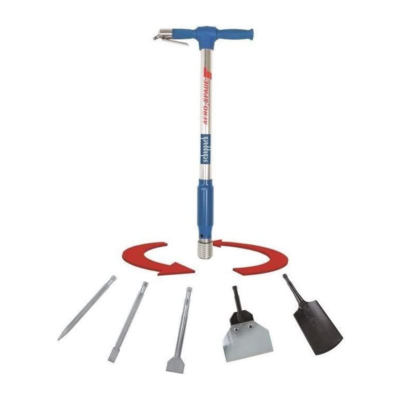 Scheppach Druckluft-Spaten Aero²Spade, 27 J, 6,3 bar, Schnellwechselsystem, inkl. 5 Aufsätze, Kombi-Drucklufthammer/Meißel