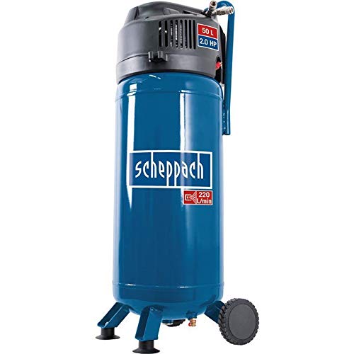 Scheppach HC51V Kompressor, 1500W, 50L, 10 bar, 220 l/min, ölfrei, stehend, inkl. 13-tlg Werkzeug-Set & 8m Schlauch