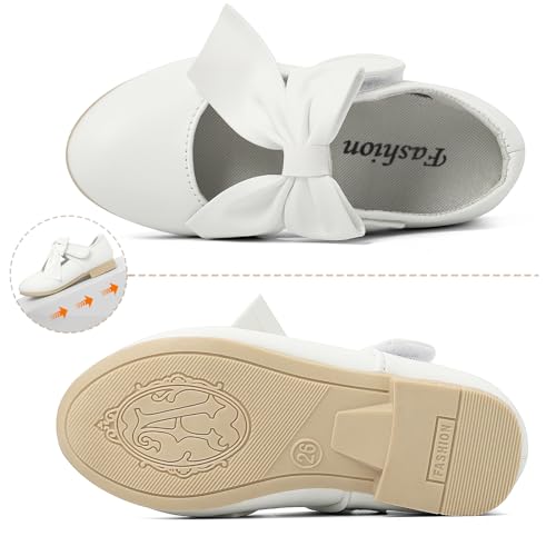 Cheerful Mario Mädchen Mary Jane Schuhe Kleinkinder Prinzessinnenschuhe Ballerinas Kleid Schuhe Weiß-B 30 EU