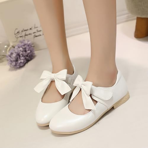 Cheerful Mario Mädchen Mary Jane Schuhe Kleinkinder Prinzessinnenschuhe Ballerinas Kleid Schuhe Weiß-B 30 EU