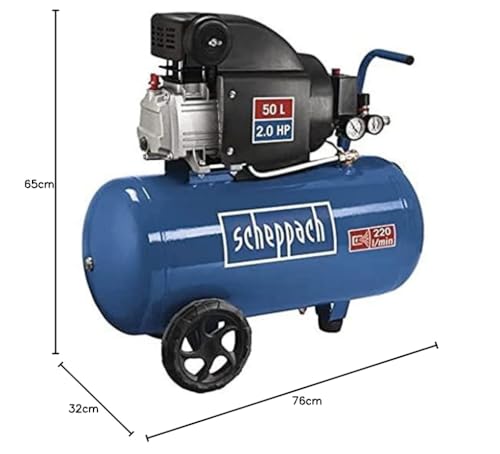 Scheppach Kompressor HC54, 1500W, 50L, 8 bar, 220L/min, ölgeschmiert