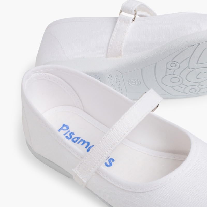 Pisamonas Mädchen Riemchenballerinas Aus Stoff Mit Dünnem Klettverschlussriemen Größe 39 Farbe Weiß
