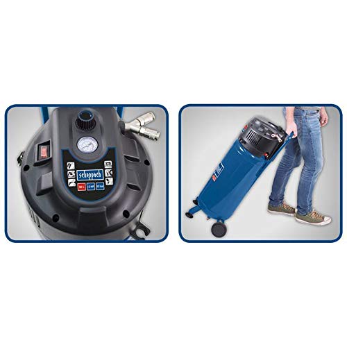 Scheppach HC51V Kompressor, 1500W, 50L, 10 bar, 220 l/min, ölfrei, platzsparend, inkl. 13-tlg Set & 15m Schlauch