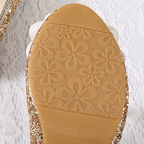 Kinder Prinzessinnen Schuhe Mädchen Elegant Festliche Kleidschuhe rutschfeste Tanzschuhe Weicher Abendschuhe Schuhe Atmungsaktive Mädchen Absatzschuhe Performance (Gold, 29 Little Child)