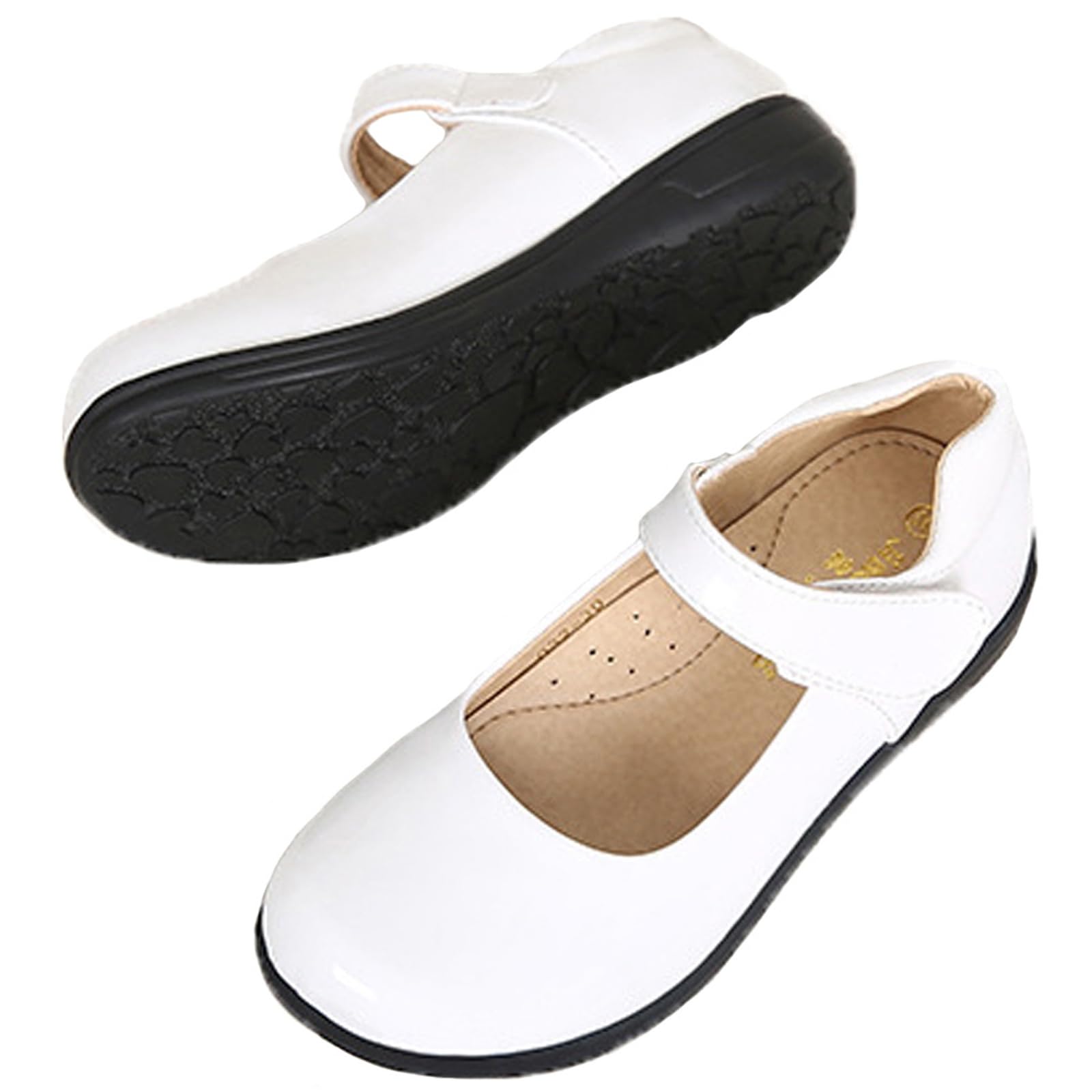 DADAWEN Schuluniform Schuhe Mädchen Mary Jane Halbschuhe Ballerinas Prinzessin Schuhe,Weiß,31 EU
