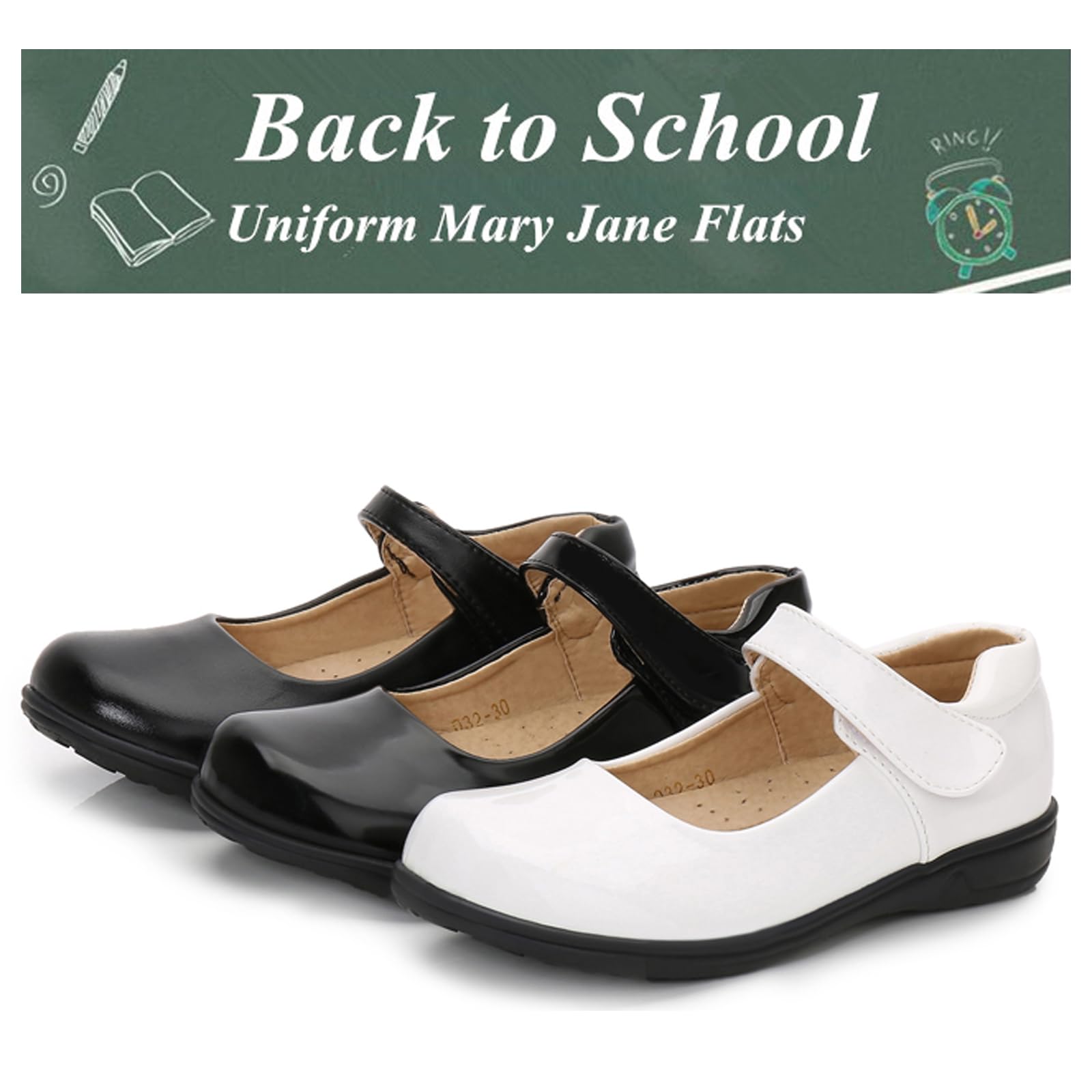 DADAWEN Schuluniform Schuhe Mädchen Mary Jane Halbschuhe Ballerinas Prinzessin Schuhe,Weiß,31 EU