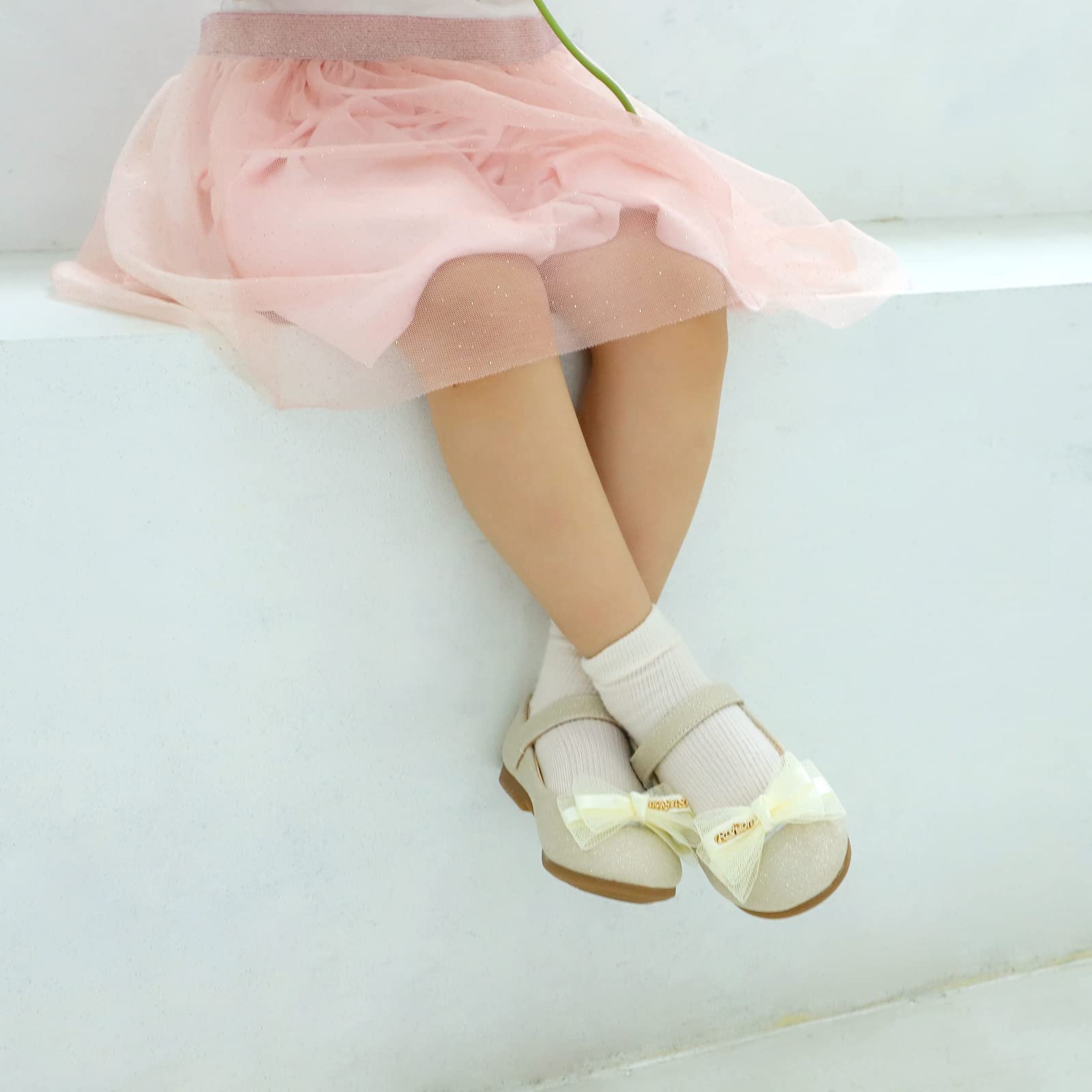 MK MATT KEELY Mädchen Mary Jane Flache Prinzessin Schuhe 2-7 Jahre Ballerinas Partys Hochzeiten Glitzer Schuhe,Gold,EU20(Etikettengröße 21)