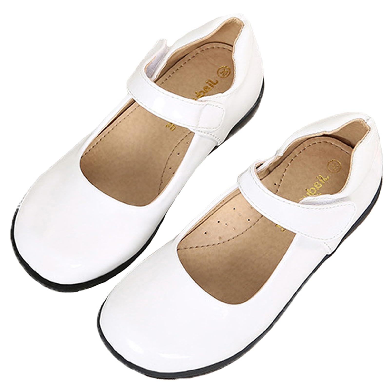 DADAWEN Schuluniform Schuhe Mädchen Mary Jane Halbschuhe Ballerinas Prinzessin Schuhe,Weiß,31 EU