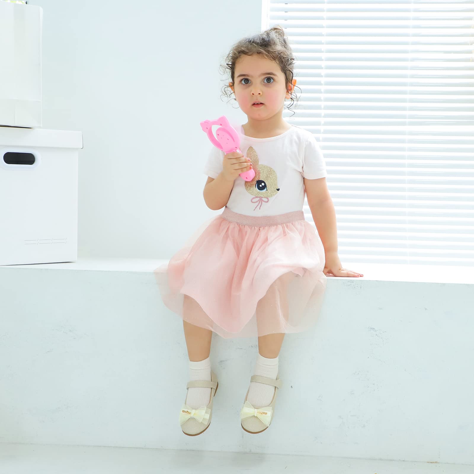 MK MATT KEELY Mädchen Mary Jane Flache Prinzessin Schuhe 2-7 Jahre Ballerinas Partys Hochzeiten Glitzer Schuhe,Gold,EU20(Etikettengröße 21)