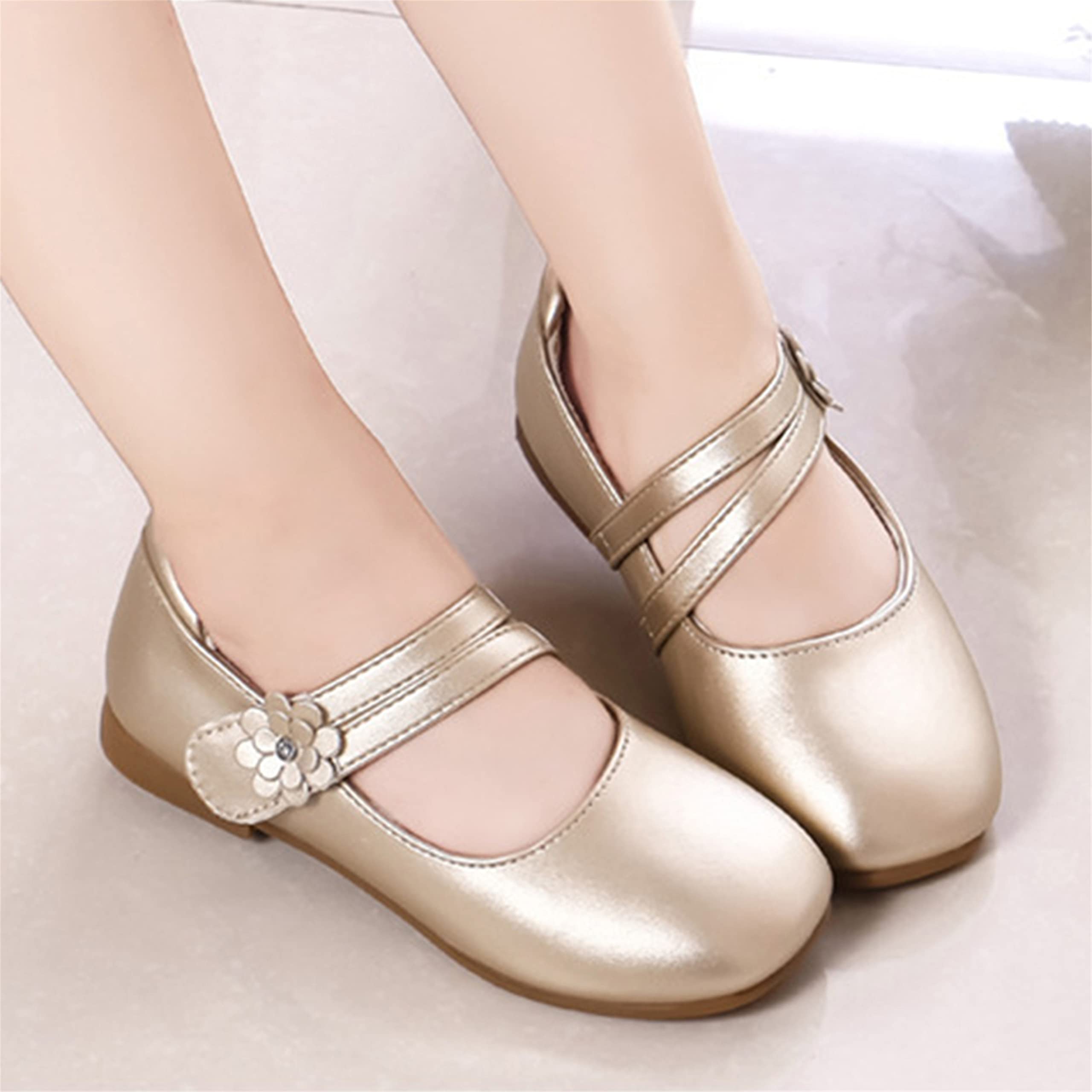 YOSICIL Mary Jane Mädchen-Schuhe, gold, Größe 26, festlich, casual, Hochzeit, Geburtstag, Weihnachten, Halloween, Geschenk