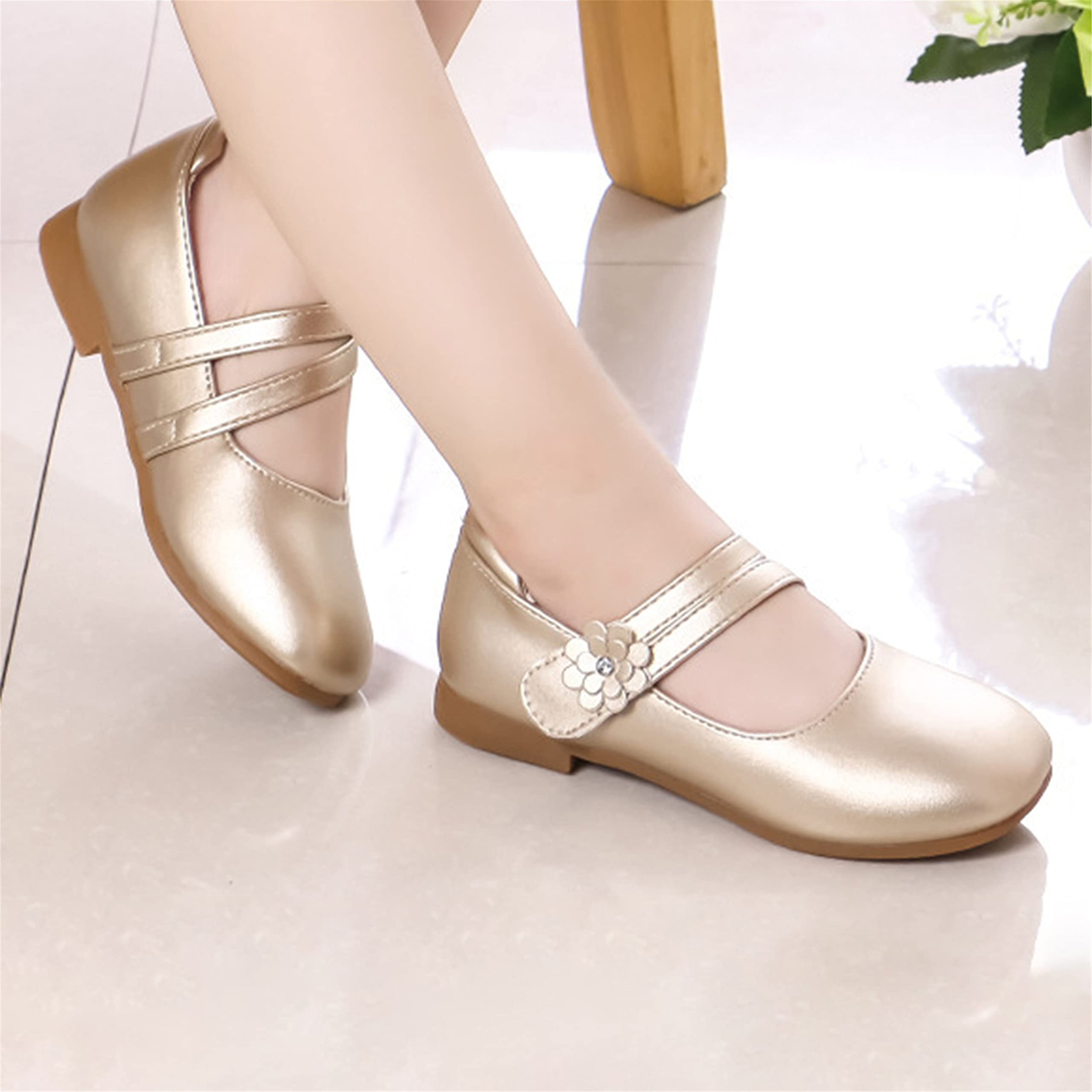 YOSICIL Mary Jane Mädchen-Schuhe, gold, Größe 26, festlich, casual, Hochzeit, Geburtstag, Weihnachten, Halloween, Geschenk