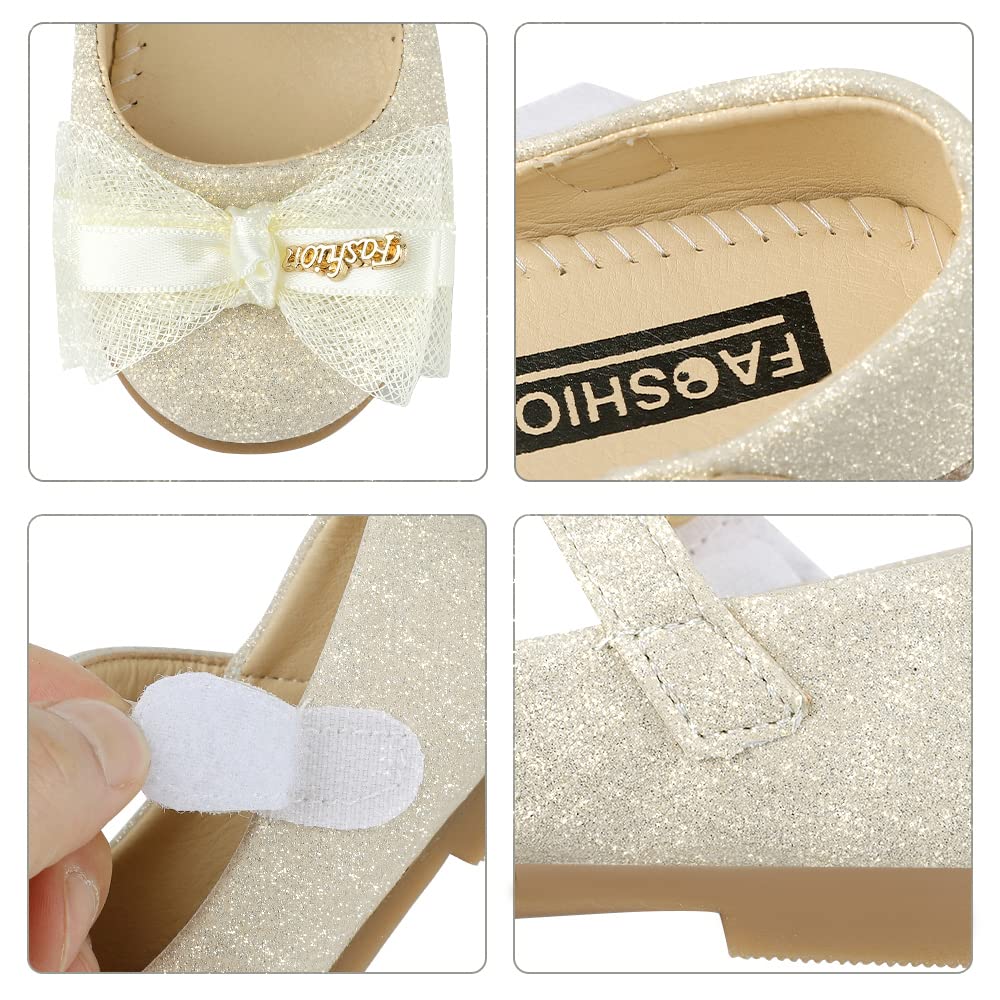 MK MATT KEELY Mädchen Mary Jane Flache Prinzessin Schuhe 2-7 Jahre Ballerinas Partys Hochzeiten Glitzer Schuhe,Gold,EU20(Etikettengröße 21)