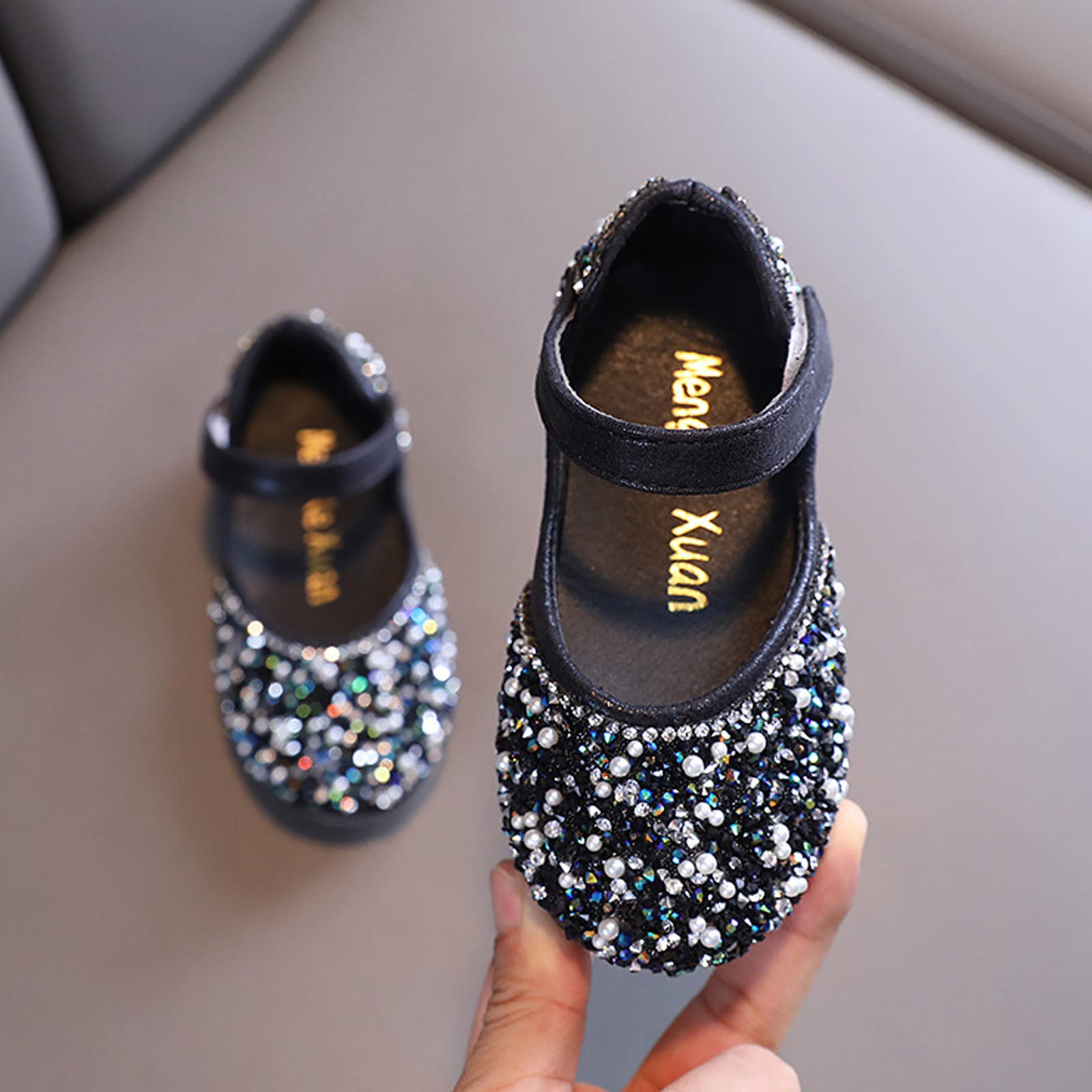 Mädchen Pailletten Kristall Prinzessinnen Schuhe Mary Jane Festliche Kleidschuhe Rutschfeste Weichen Sohlen Fasching Party Hochzeit Ballerina Schuhe Kinder Abendschuhe
