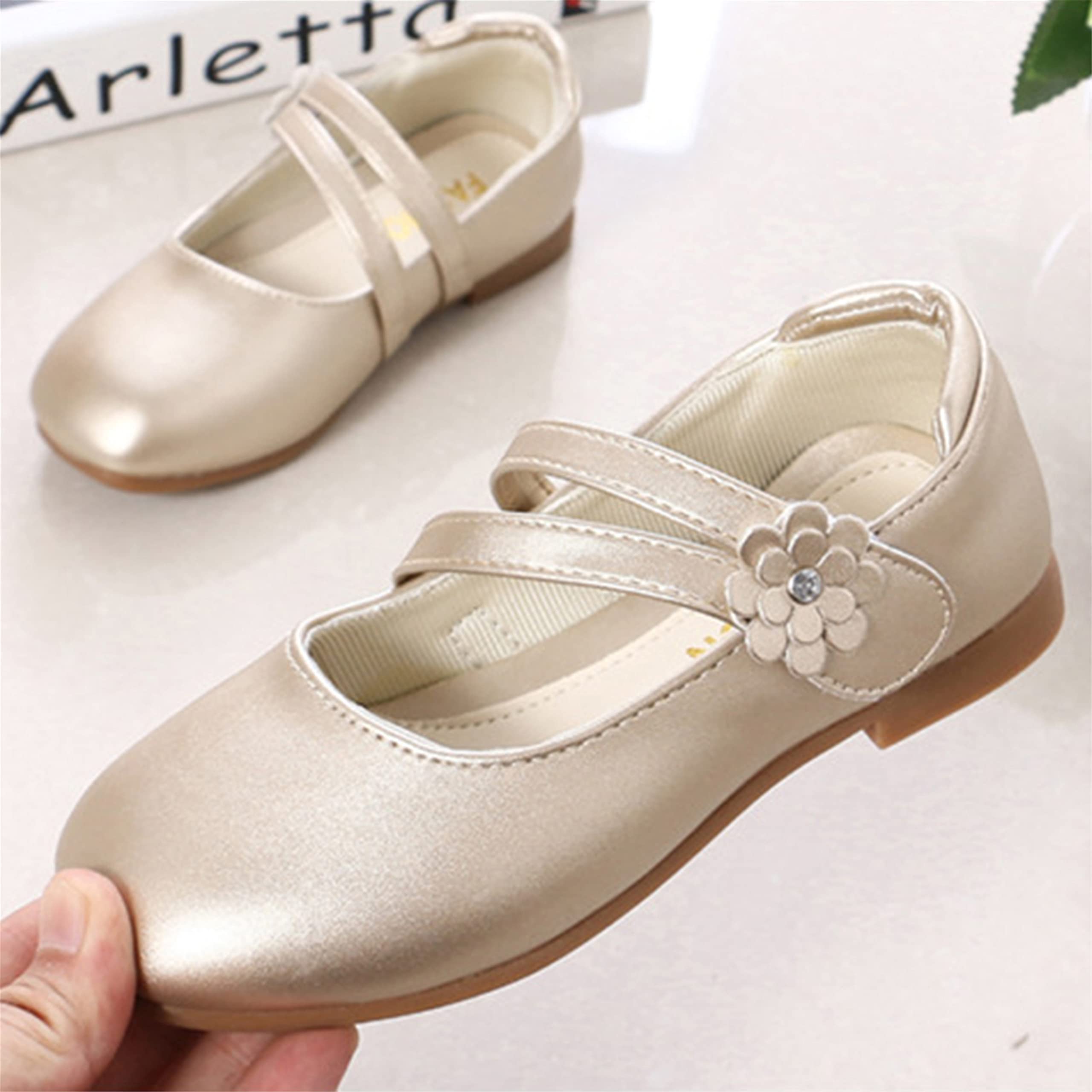 YOSICIL Mary Jane Mädchen-Schuhe, gold, Größe 26, festlich, casual, Hochzeit, Geburtstag, Weihnachten, Halloween, Geschenk