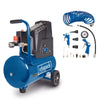 Scheppach HC30o Kompressor, 1100W, 24L, 8 bar, 200 l/min, ölfrei, mit 14-tlg. Zubehör, Fahrvorrichtung, Druckminderer & Kupplung