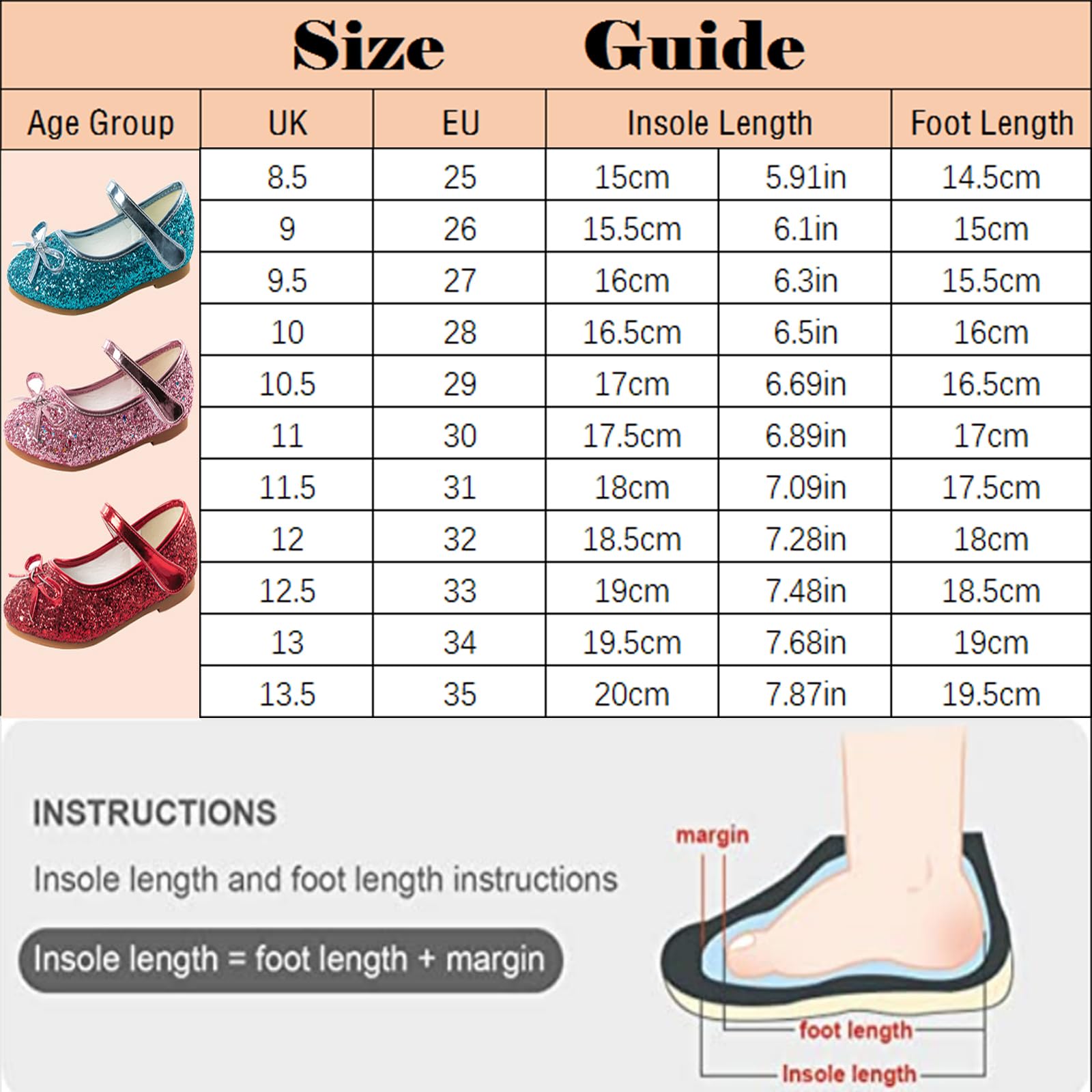 YUKQEYLE Glitzer Schuhe Mädchen Prinzessinen Schuhe Ballerinas Mädchen Kinder Glitzer Ballerinas Mary Jane Flache Schuhe Kristall Sandalen Hochzeit Partei(35EU-Weiß)