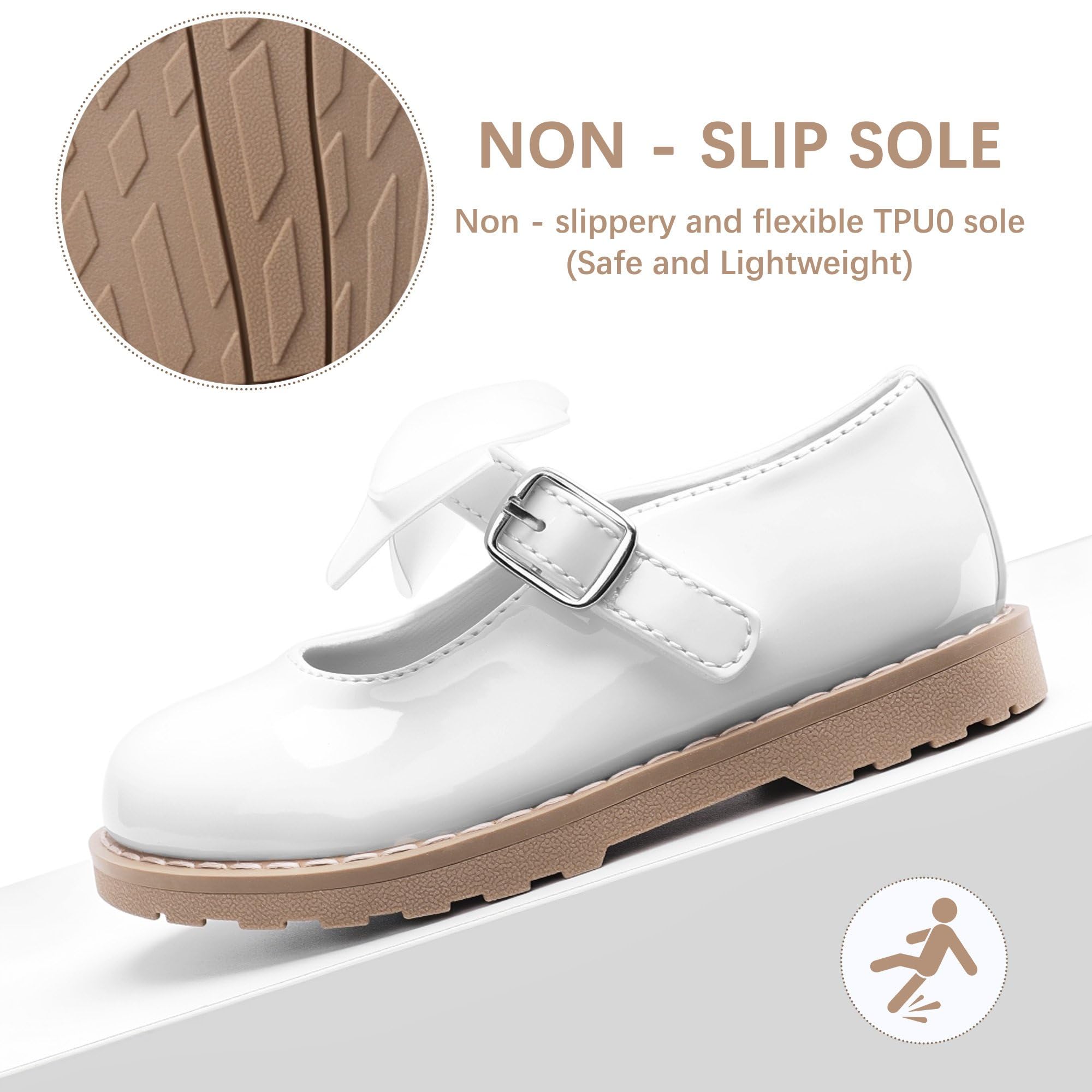 FUPPIA Mary Jane Schuhe für Kleinkinder, Mädchen, Schuluniform, Schuhe, Hochzeit, Party, lässig, weiches Gehen, weiß, 25 EU