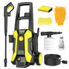 Gisam Hochdruckreiniger 2200W | 180 bar | 480 L/h | 8m Schlauch + Zubehör (Schaumdüse, Pistole, Trommel) – Gelb