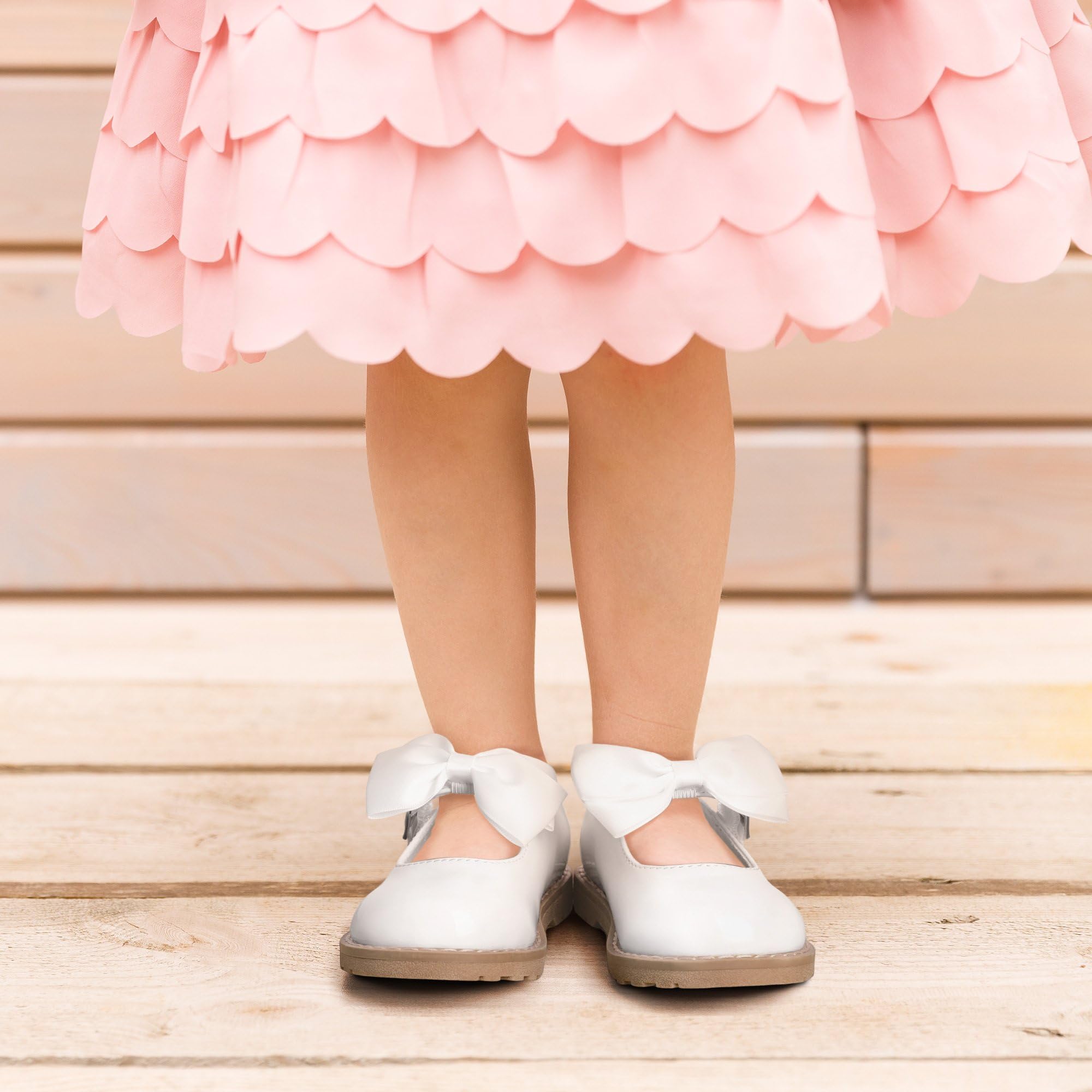 FUPPIA Mary Jane Schuhe für Kleinkinder, Mädchen, Schuluniform, Schuhe, Hochzeit, Party, lässig, weiches Gehen, weiß, 25 EU